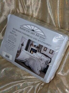 White King Sheet Set - Percale 180 Thread Count NEW in Sealed Pkg